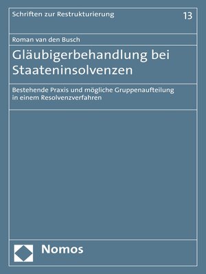 cover image of Gläubigerbehandlung bei Staateninsolvenzen